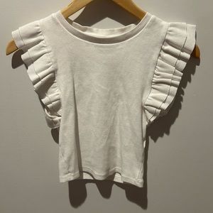 !! Zara ruffle sleeve top size small color: white !!